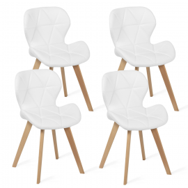 Lot de 4 chaises ROBINE blanches pour salle à manger