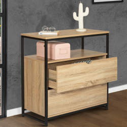13952 - Cassettiera industriale a 2 cassetti Commode 2 tiroirs DETROIT design industriel avec étagère