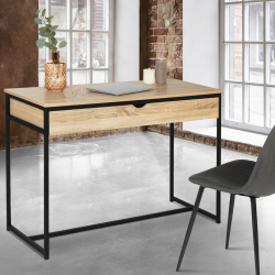 13951 - Scrivania in metallo nero e legno con cassetto Bureau 1 tiroir DETROIT design industriel