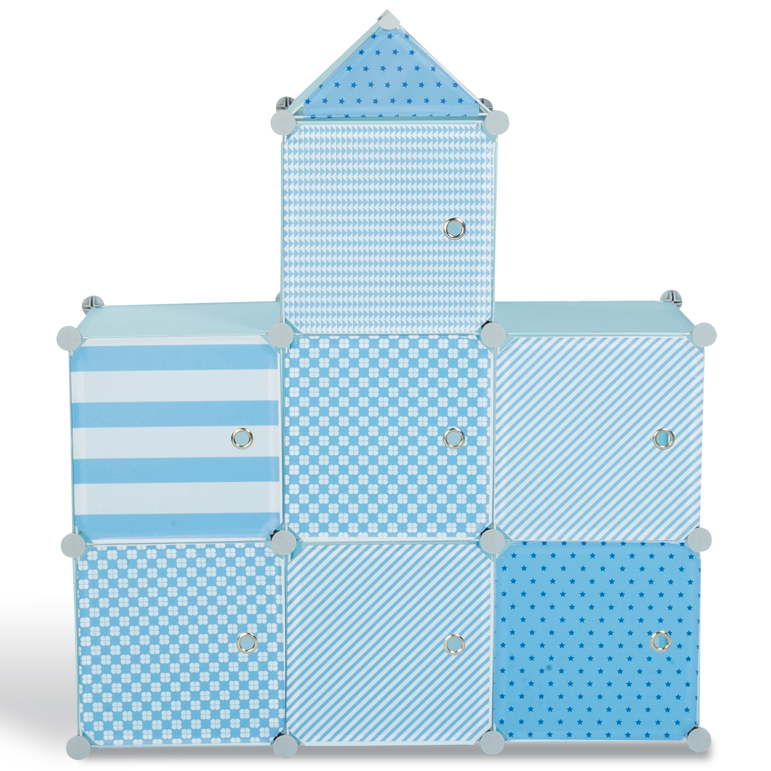 IDMarket Meuble de rangement cube MERLIN enfant bleu 7 cases