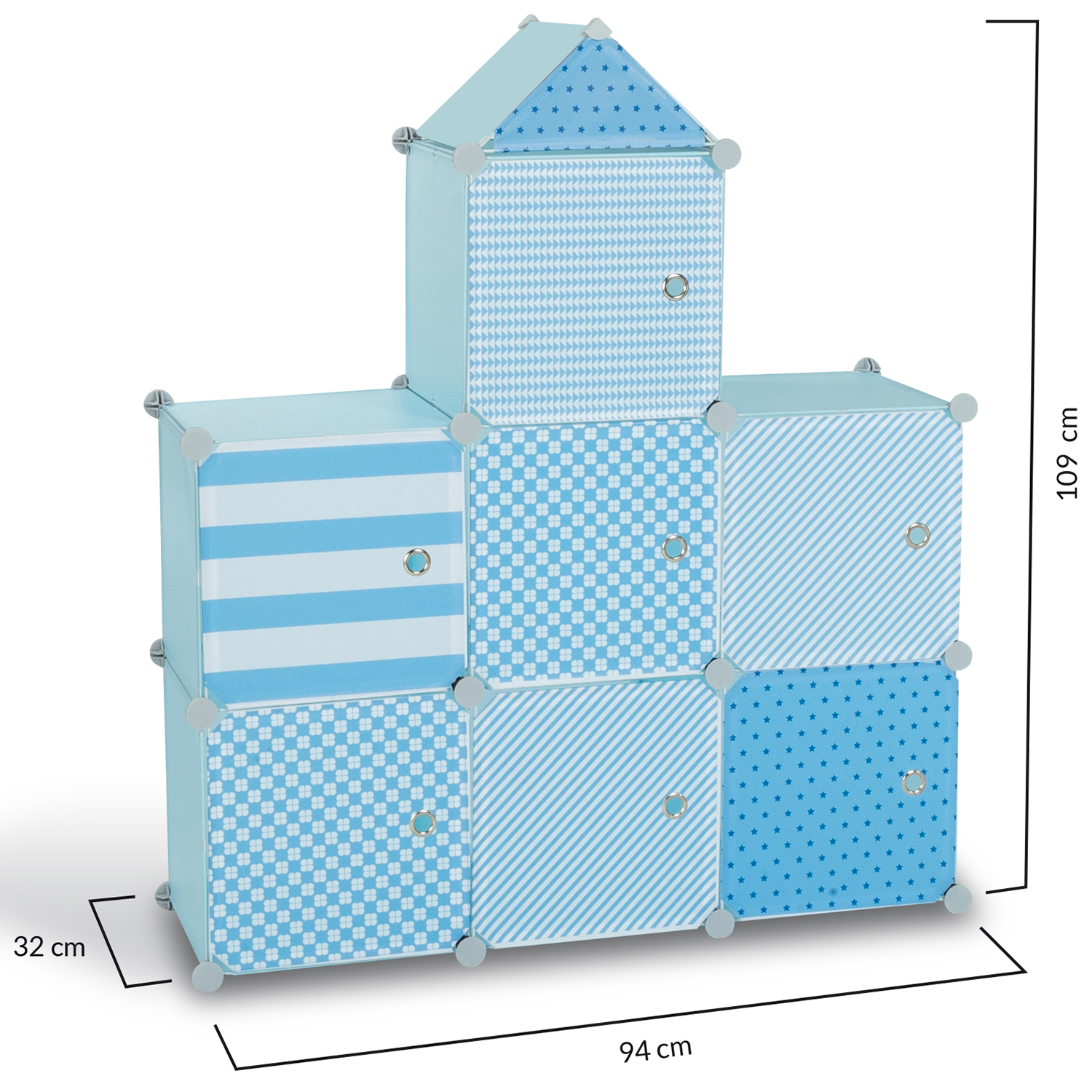 Meuble de rangement cube enfant EMMIE avec 6 cases en bois blanc