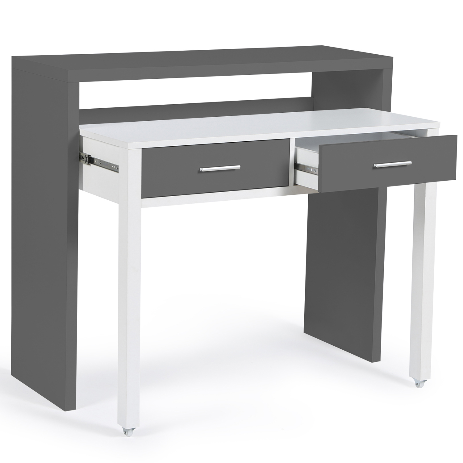 Bureau Extensible Bois Blanc Et Gris