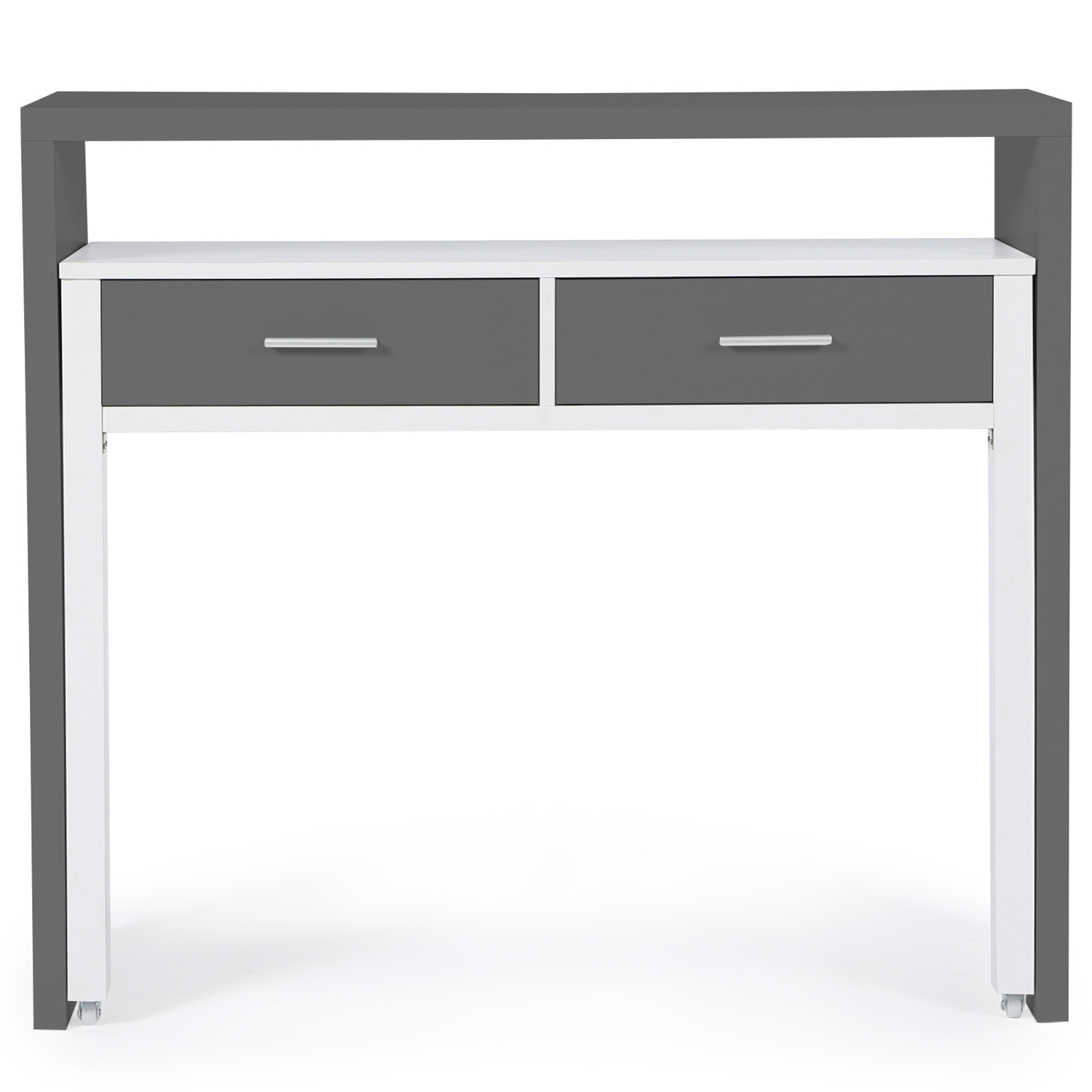 Bureau Extensible Bois Blanc Et Gris
