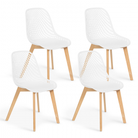 Lot de 4 chaises MANDY blanches pour salle à manger Lot de 4 chaises MANDY blanches pour salle à manger