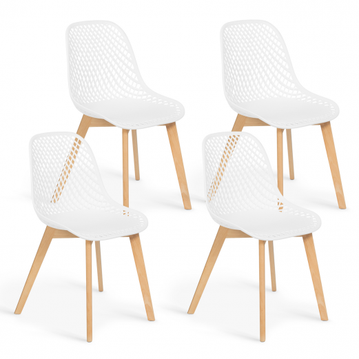 Lot de 4 chaises MANDY blanches pour salle à manger