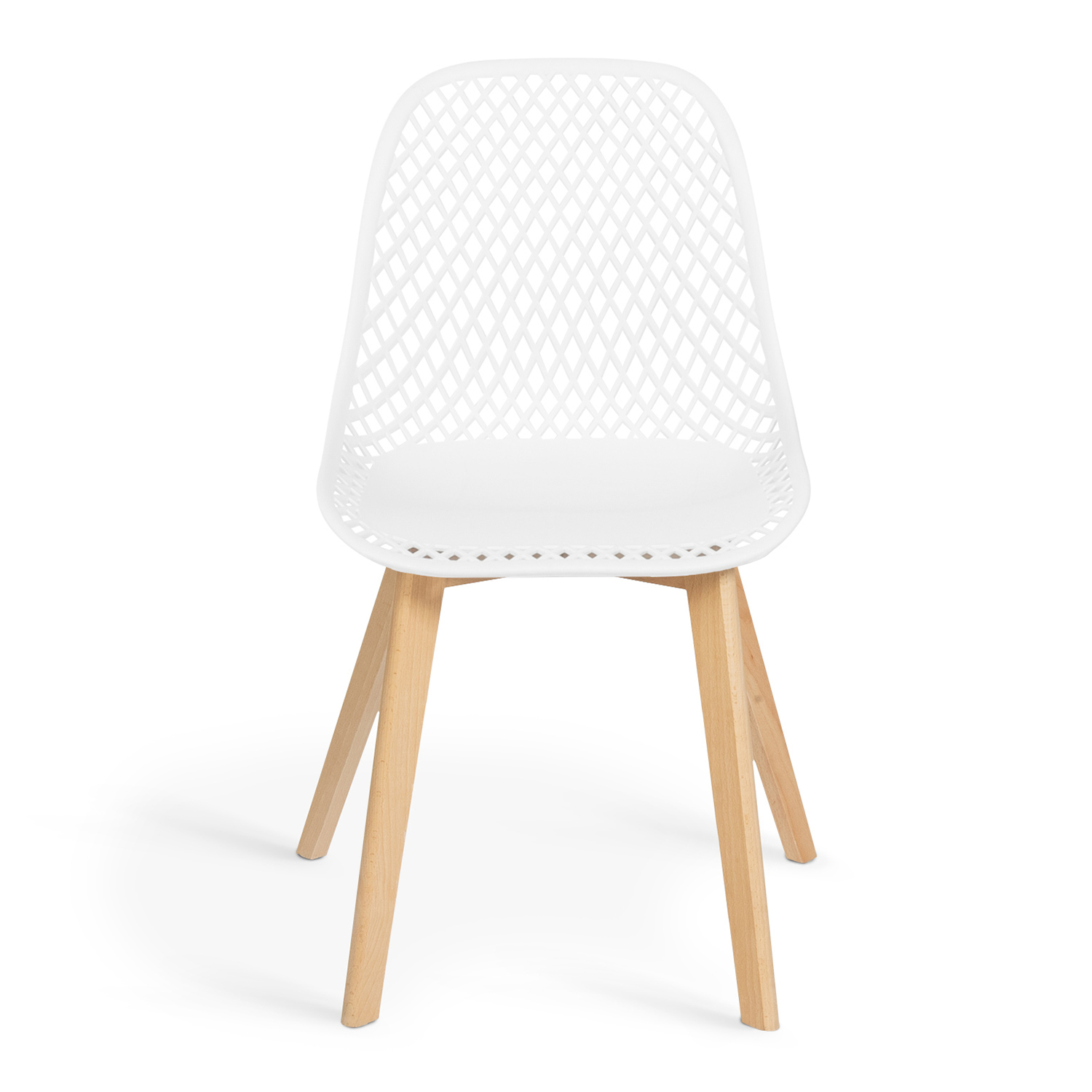 Chaises blanches design ajourées pieds en bois x4  MANDY  ID Market