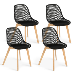 14143 - Set di 4 sedie di design nere Lot de 4 chaises MANDY noires pour salle à manger