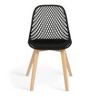 Lot De 4 Chaises Salle à Manger Scandinaves - Pieds Bois Massif Design Ergonomique Noir