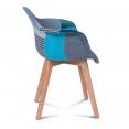 Lot de 2 fauteuils scandinaves SARA motifs patchworks bleus