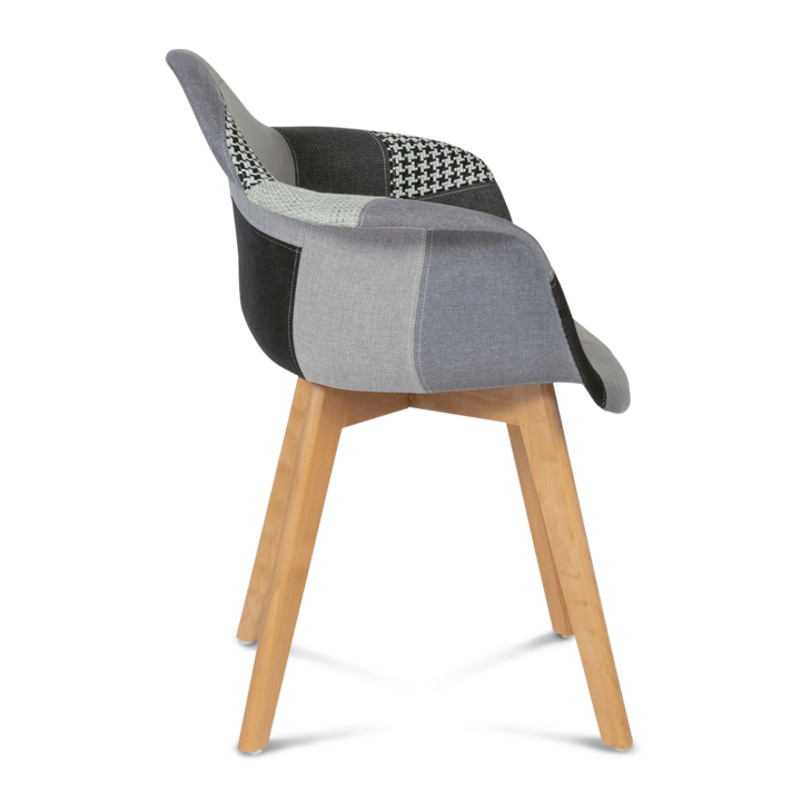 Lot de 2 fauteuils scandinaves SARA motifs patchworks noirs, gris et blancs Lot de 2 fauteuils scandinaves SARA motifs patchworks noirs, gris et blancs