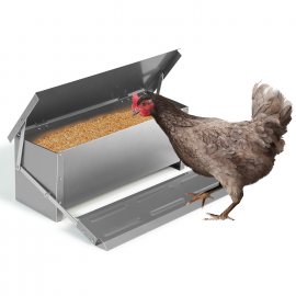 Mangeoire XXL pour poules distributeur automatique à pédale en acier 10 KG