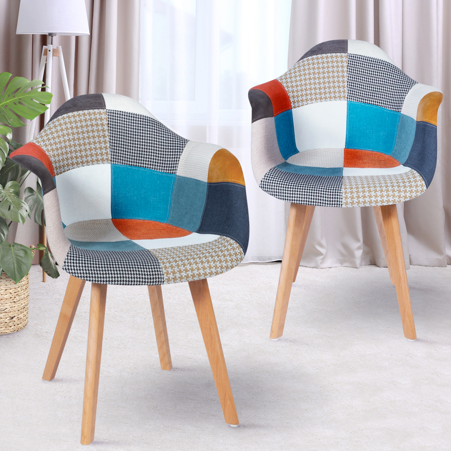 Lot de 2 fauteuils scandinaves multicolores