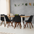 Lot de 6 chaises scandinaves SARA noires pieds foncés pour salle à manger
