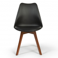 Lot de 6 chaises SARA noires pieds foncés pour salle à manger