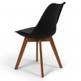 Lot de 6 chaises SARA noires pieds foncés pour salle à manger
