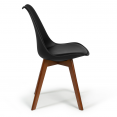 Lot de 6 chaises SARA noires pieds foncés pour salle à manger