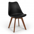 Lot de 6 chaises SARA noires pieds foncés pour salle à manger