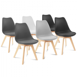 Chaises noires design ajourées pieds en bois x4 - MANDY