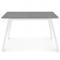 Table scandinave extensible INGA 120-160 cm plateau béton ciré pieds blancs
