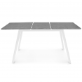 Table scandinave extensible INGA 120-160 cm plateau béton ciré pieds blancs