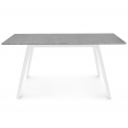 Table scandinave extensible INGA 120-160 cm plateau béton ciré pieds blancs