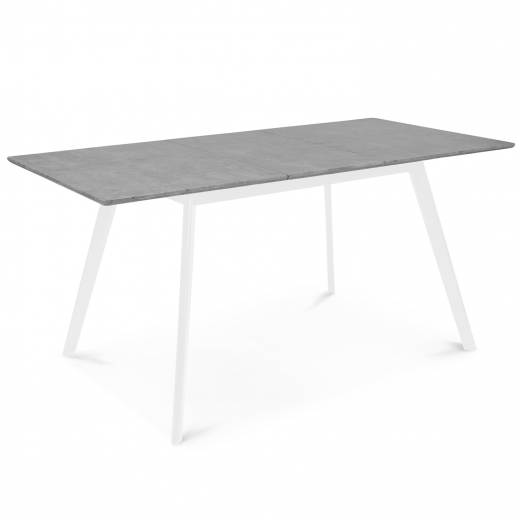 Table scandinave extensible INGA 120-160 cm plateau béton ciré pieds blancs