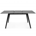 Table scandinave extensible INGA 120-160 cm plateau béton ciré pieds noirs