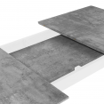 Table scandinave extensible INGA 120-160 cm plateau béton ciré pieds blancs