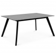Table scandinave extensible INGA 120-160 cm plateau béton ciré pieds noirs