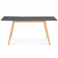 Table scandinave extensible INGA 120-160 CM plateau gris anthracite pied bois