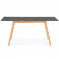 Table scandinave extensible rectangle INGA 4-6 personnes plateau gris anthracite pieds bois 120-160 cm