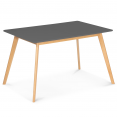 Table scandinave extensible rectangle INGA 4-6 personnes plateau gris anthracite pieds bois 120-160 cm