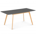 Table scandinave extensible INGA 120-160 CM plateau gris anthracite pied bois