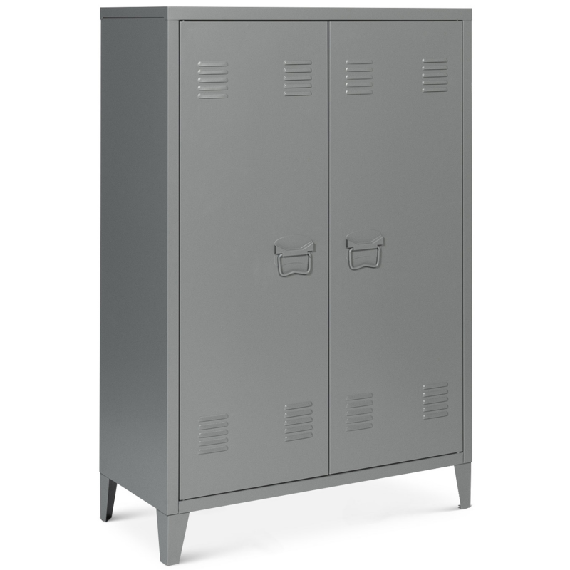 Armoire Basse Estel En Metal Gris Fonce