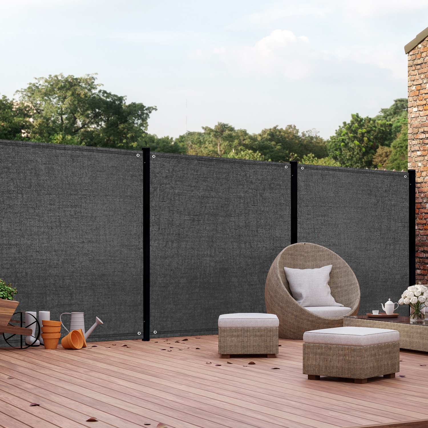 Brise vue gris 1,5 m x 10 m occultant 400 g/m²