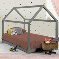 Lit cabane enfant 90 x 190 CM NEEL gris avec sommier