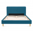 Lit double scandinave BALTA 140 x 190 CM tissu bleu canard