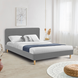 Lit double scandinave BALTA 140 x 190 CM tissu gris clair Lit double scandinave BALTA 140 x 190 CM tissu gris clair
