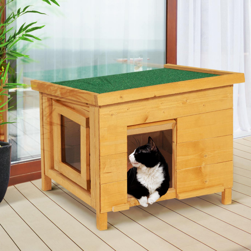 Niche Pour Chat En Bois Avec Porte Et