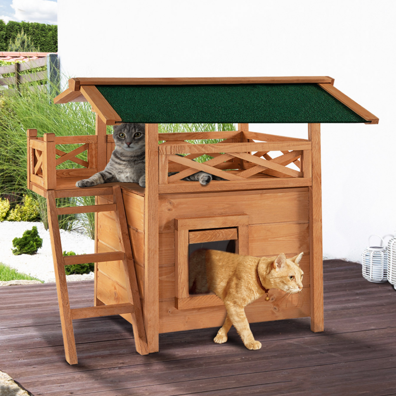 Maison Pour Chat En Bois Pas Cher Avec Terrasse Id Market