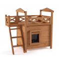 Maison pour chat lodge en bois avec accès terrasse