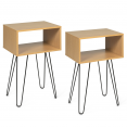 Lot de 2 tables de chevet NOEMI bois pied épingle