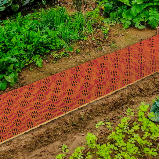 Lot de 10 dalles caillebotis de jardin terracotta 29.5x29.5 CM