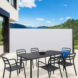 Paravent extérieur rétractable 160 x 400 CM blanc store latéral Paravent extérieur rétractable 160 x 400 CM blanc store latéral