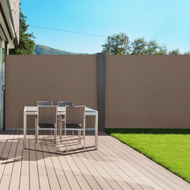 Paravent extérieur rétractable double 160 x 800 CM taupe store latéral Paravent extérieur rétractable double 160 x 800 CM taupe store latéral