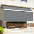 Store banne manuel 3,95 x 3 M gris anthracite lambrequin H. 1,40 M