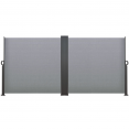 Paravent extérieur rétractable double 800 x 160 cm gris clair store latéral