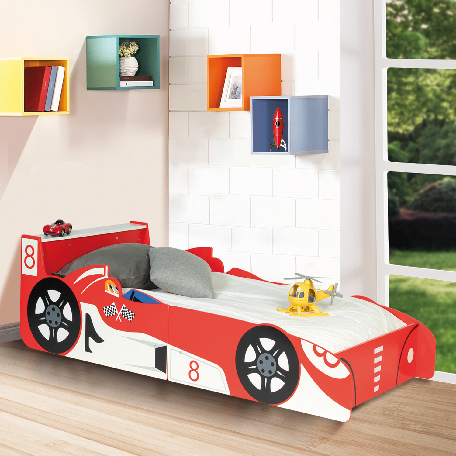 Lit voiture Formule 1 rouge
