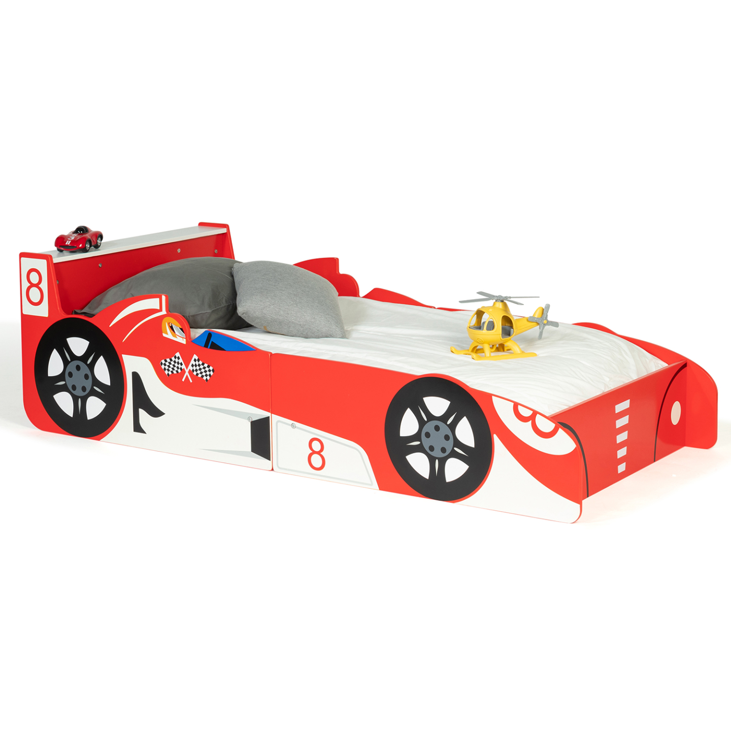 Lit voiture de course rouge full options Fusion 90x190 | Leroy Merlin