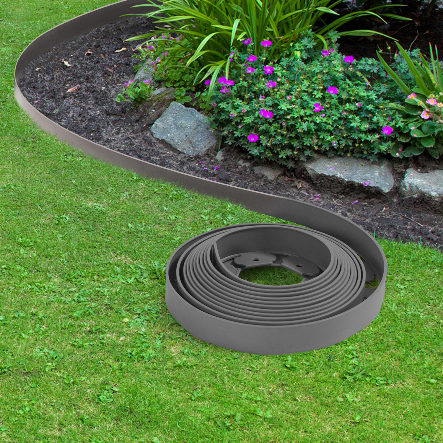 Bordures de jardin flexibles gris anthracite